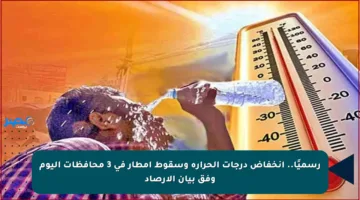 رسميًا.. انخفاض درجات الحرارة وسقوط أمطار في 3 محافظات اليوم وفق بيان الأرصاد